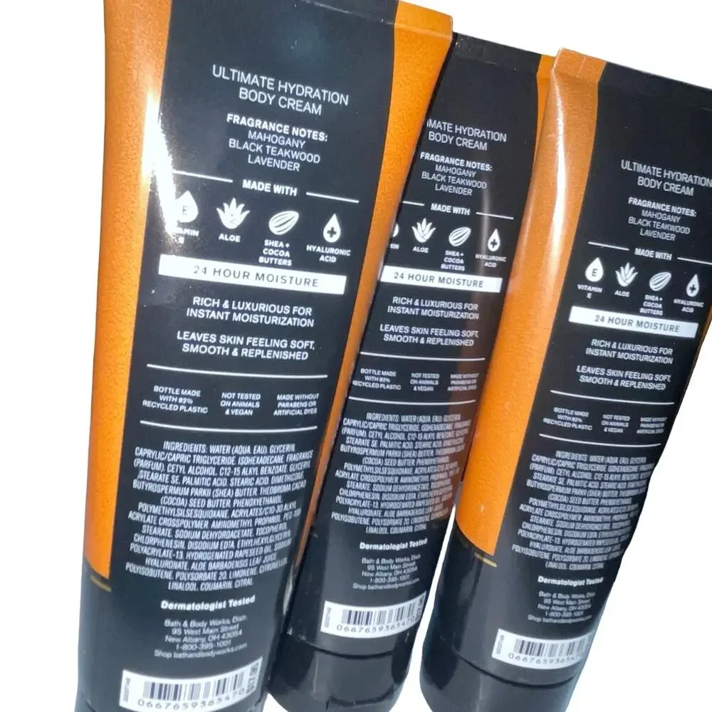 Bath Body Works Mahogany Teakwood Mens Ultimate Hydration Body Cream 8oz Lot x3